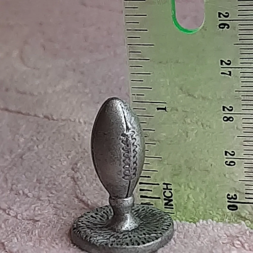 Vintage Pewter Mini Figurine - Football Ball Standing on Grass